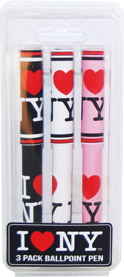 3-Piece Black/White/Pink I Love New York Pen Set