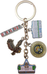Washington DC Dangle Keychain with White House, Capitol, and Eagle Seal Design