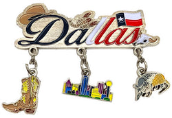 Dallas Skyline Armadillo Dangle Magnet Boot