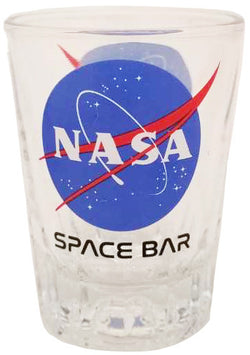 Certified NASA shot glass, this shot glass is clear glass with the infamous NASA meatball logo in the center. Perfect for space lovers.