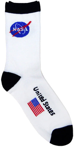 NASA White/Black Socks with Meatball and USA Flag Design