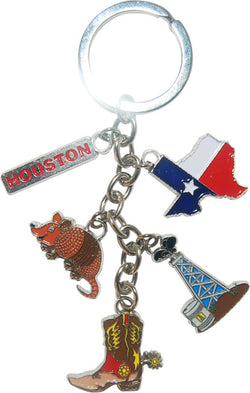 Texas Pride Charm Bracelet with Oil Well, Boot, Armadillo, and Tag Charms