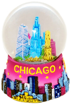 Chicago Skyline 65mm Waterball with Pink Design