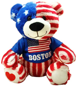 Toy Boston Bear Sitting Plush with USA flag design – perfect for gifts, decorations, or as a cuddly companion.