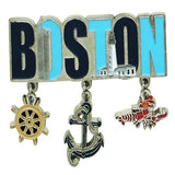 Boston Nautical Charm: Dangle Magnet Set with Lobster, Anchor, and Wheel Designs