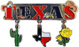 Texas State Rose Cactus Dangle Magnet