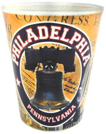 Philadelphia Yellow Shot Glass Featuring Liberty Bell Design