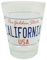 California Shotglass License Plate - Clear/Golden State/USA