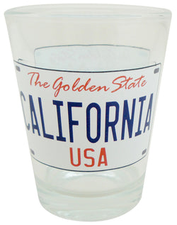 California Shotglass License Plate - Clear/Golden State/USA