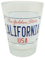 California Shotglass License Plate - Clear/Golden State/USA