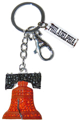 Philadelphia Liberty Bell Keyring with Diamond Tag and Clip