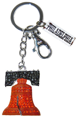 Philadelphia Liberty Bell Keyring with Diamond Tag and Clip