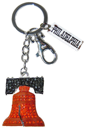 Philadelphia Liberty Bell Keyring with Diamond Tag and Clip