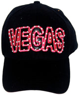LAS VEGAS Black/Pink Hat with Rhinestones & Embroidery