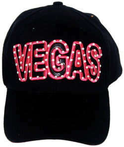 LAS VEGAS Black/Pink Hat with Rhinestones & Embroidery