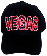 LAS VEGAS Black/Pink Hat with Rhinestones & Embroidery