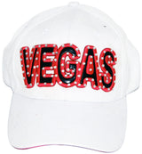 Las Vegas White/Pink Hat with Rhinestones and Embroidery