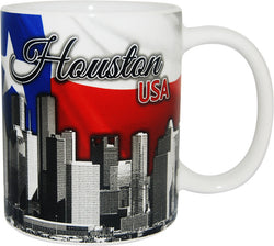 HOUSTON TEXAS 11OZ CUP TX - Flag and Skyline Design