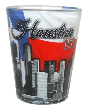 HOUSTON TEXAS Flag/Skyline Shotglass - Capture the Essence of the Lone Star State