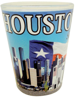 Houston Texas Shotglass Featuring Flag and Skyline Design