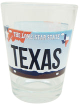 Texas Shotglass License Plate - Clear Design with Iconic Lone Star State Emblem
