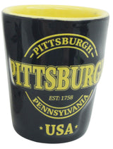 Compact Pittsburgh Black Embossed Mini Mug for On-the-Go Sipping