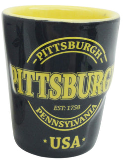 Compact Pittsburgh Black Embossed Mini Mug for On-the-Go Sipping