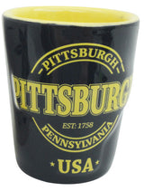 Compact Pittsburgh Black Embossed Mini Mug for On-the-Go Sipping