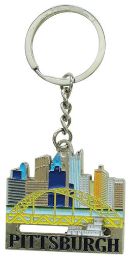 Pittsburgh Sliding Keyring with City and Bridge Design