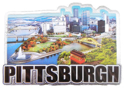 Pittsburgh Foil Magnet Color - Aerial View Cityscape