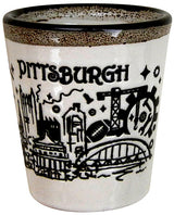 Pittsburgh Mini Ceramic Cup with unique drip design – perfect for espresso or decoration.