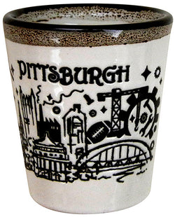 Pittsburgh Mini Ceramic Cup with unique drip design – perfect for espresso or decoration.