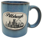 Pittsburgh 11oz Blue Wash Mug – ceramic mug with modern design for coffee or tea.