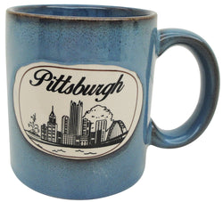 Pittsburgh 11oz Blue Wash Mug – ceramic mug with modern design for coffee or tea.