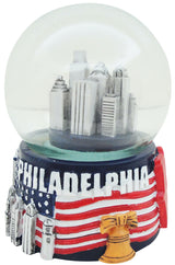 Philadelphia Waterball with skyline and American flag design – 65mm decorative souvenir.