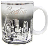 Boston Skyline 11oz White and Silver Cup