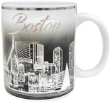 Boston Skyline 11oz White and Silver Cup