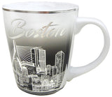 Boston Bucket Cup White with Silver Skyline Design