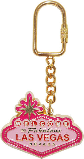 Las Vegas Gold Plated Keyring In Pink