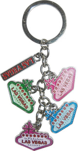 Las Vegas Dangle Keyring In Pink & Green