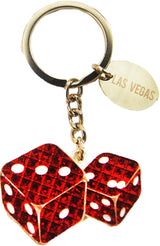 Las Vegas Casino Dices Keyring Magic Glitter in Red