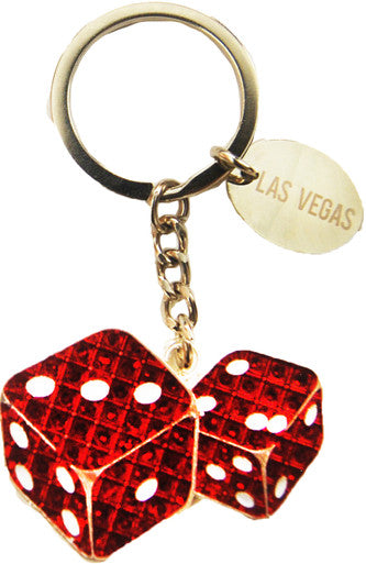 Las Vegas Casino Dices Keyring Magic Glitter in Red