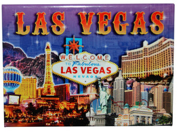 LAS VEGAS POSTCARD MAGNET - Purple Collage Regular