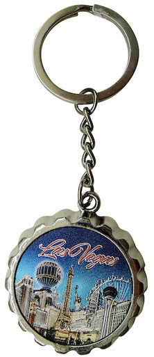 Las Vegas Steel Foil Bottle Opener Keyring