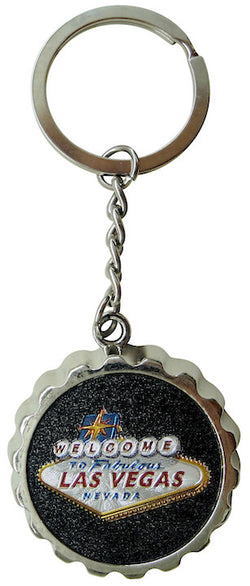 Steel Las Vegas Foil Bottle with Welcome Sign and Opener Keyring