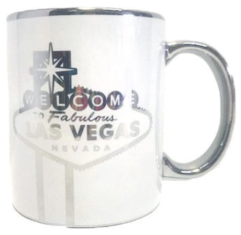 Las Vegas 11oz White Cup with Silver Welcome Sign