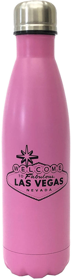Las Vegas Matte Pink Steel Travel Mug with Welcome Sign Design
