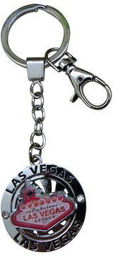 Pink Spinning Keyring with Las Vegas Welcome Sign - Fun and Functional Accessory!