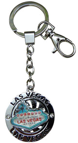Las Vegas Welcome Sign Spinning Keyring in Light Blue