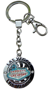Las Vegas Welcome Sign Spinning Keyring in Light Blue